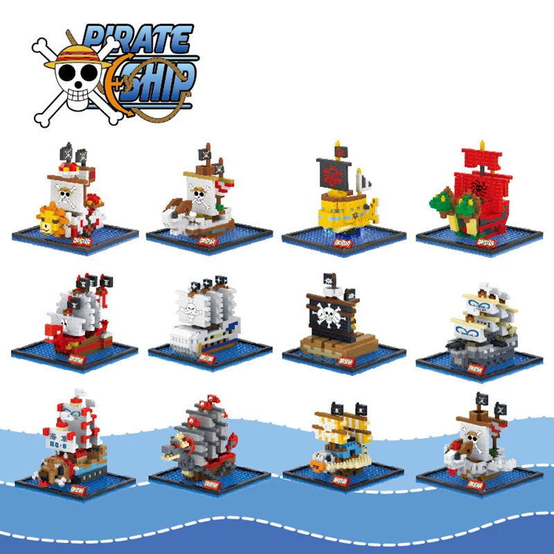 Model Kit Thousand Sunny - Microbloques de construcción de barco pirata,